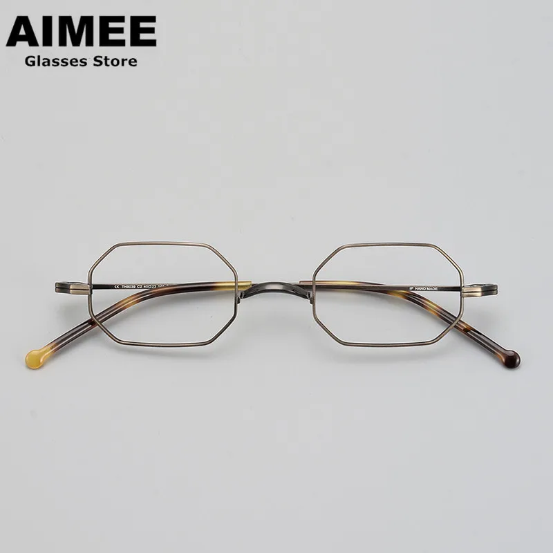 

Retro Small Square Pure Titanium Ultralight Glasses Frame Japanese Polygon Style Men Women Prescription Eyeglasses Optical Gafas
