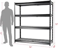 The Atlas 72" W Heavy Duty Garage Shelving Load 8000 Lbs, 4 Tier Metal Storage Shelves, Adjustable Industrial Steel Rack 2