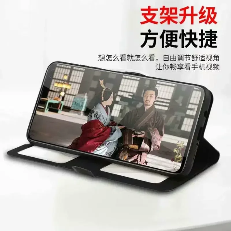 Luxury Window Leather Flip Cover Case - Shockproof Book-Style Design
