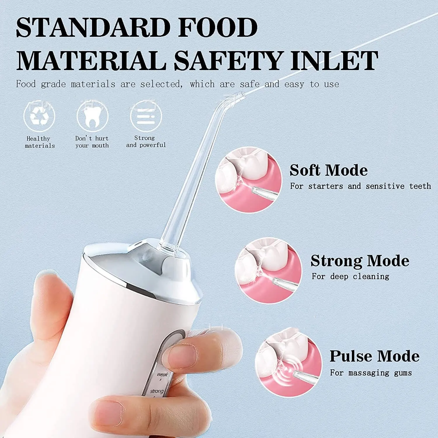 Dental cleaner portable cordless oral irrigator 3 modes waterproof rechargeable with 4 nozzles