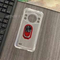 Cubot KingKong Ace 2 Ring Holder TPU Silicone Phone Case for Case & Holder (Transparent C Red)