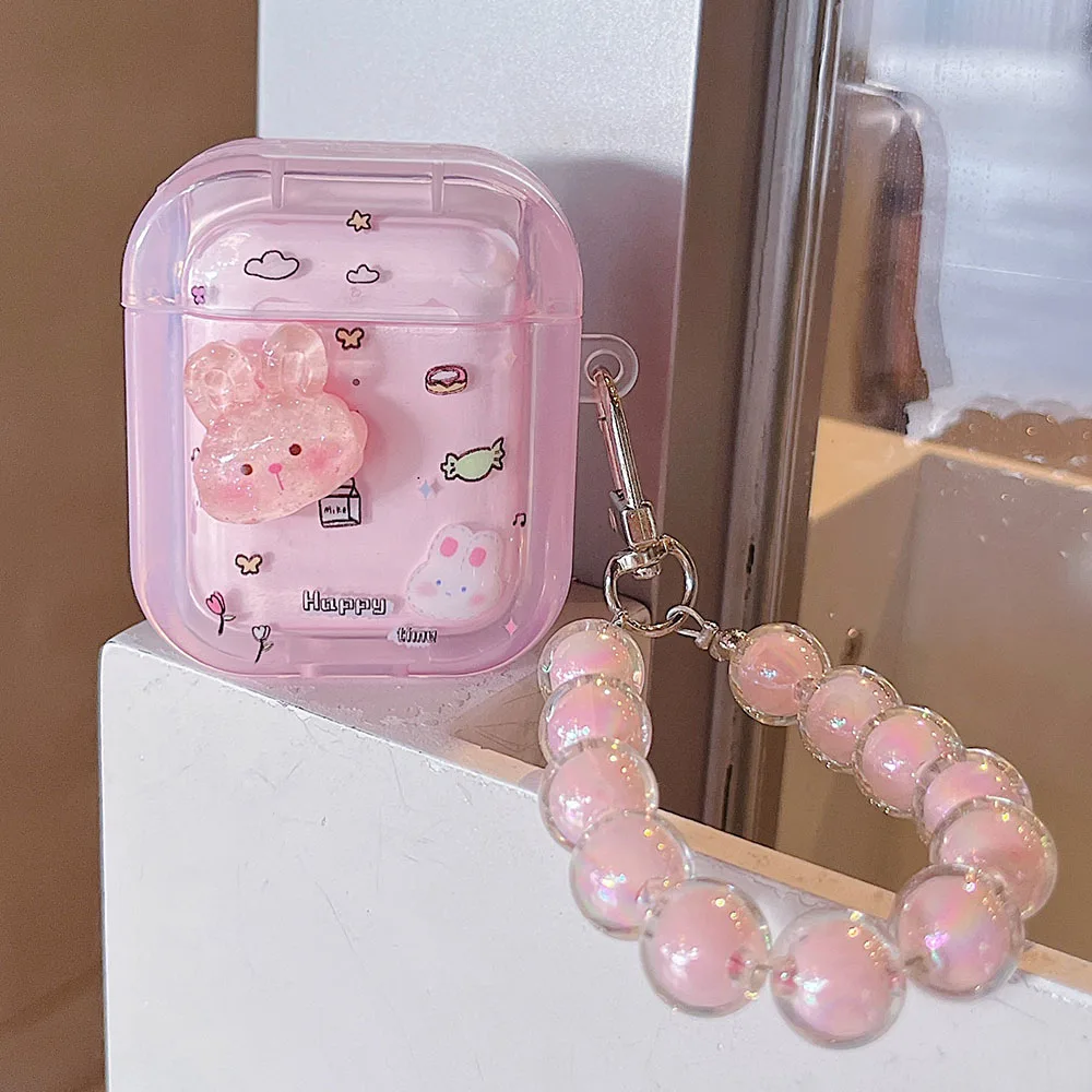 INS 3D Pink Rabbit Girl Headset Case For AirPods Pro 2 3 New 1