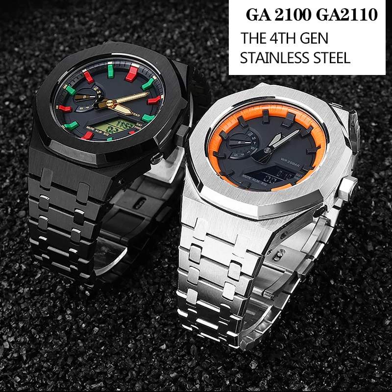 Gen4 / 3Rd Modifica Per Ga2100 Lunetta In Metallo Per Casioak Ga-B2100 Mod Kit 4Th Generation Steel Watch Case Strap Ga-2100 2110
