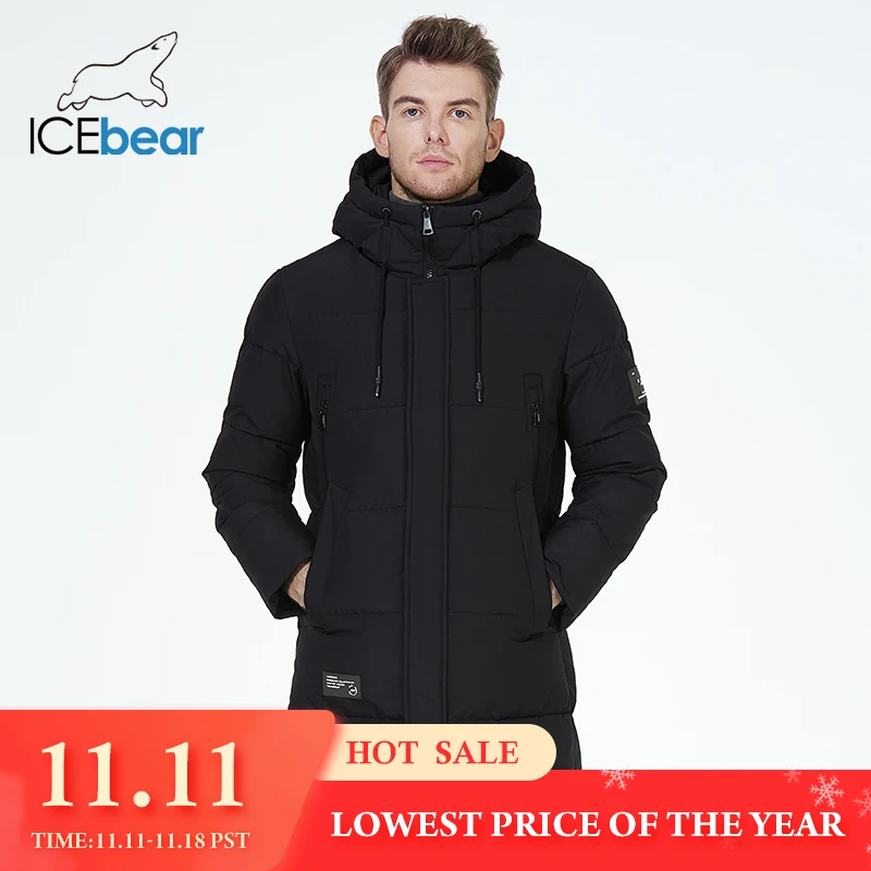Men Cotton Puffer Jacket ICEbear Winter Casual Mid-length Parkas