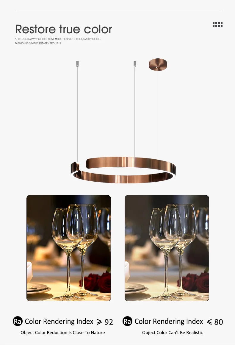 Chandelier Ring LED Modern Minimalist Dining Room Living Room Central Dining Table Lighting Ceiling Pendant Lighting Home Decor