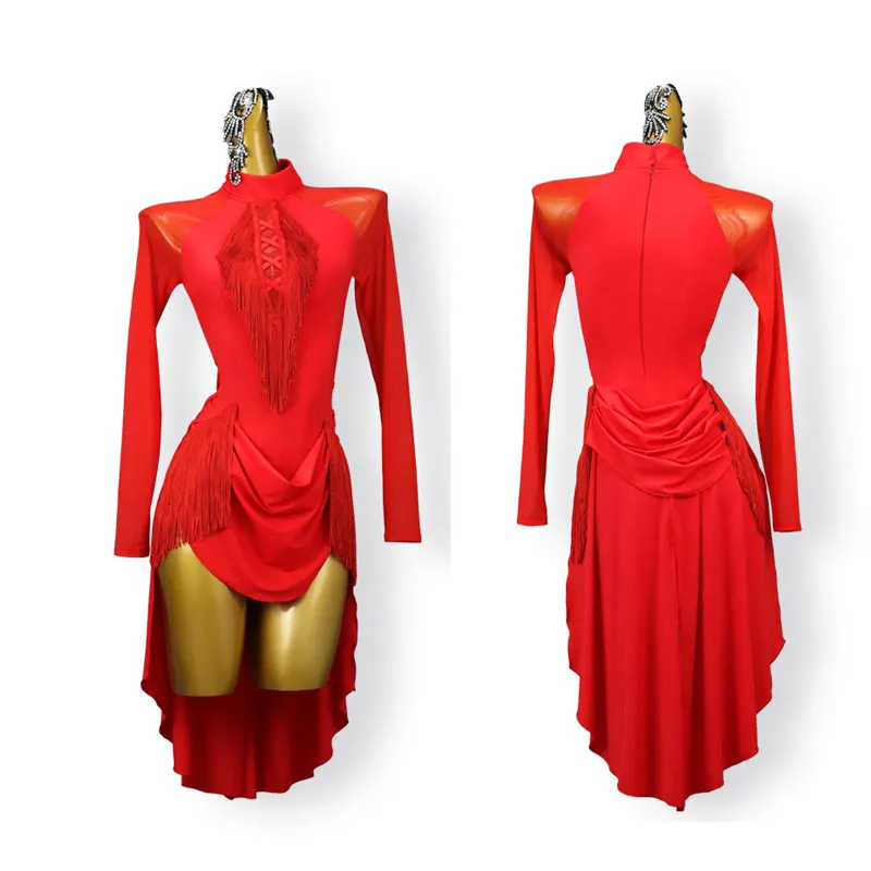 

Latin Dance Dress Women's Tassel Dress Adult Customized Professional Stage Dance Performance Competition Clothing