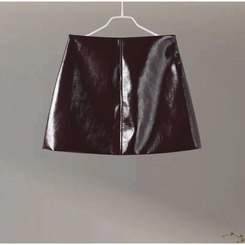 Sexy PU Leather Jacket Mini Skirts Set