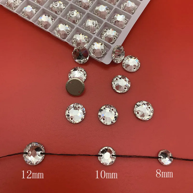 

Round Sewn Rhinestones Beads for Needlework Sew on Crystal Stone Sewing for Clothing Dress Shoes Bags DIY 8mm 10mm 12mm Beeds