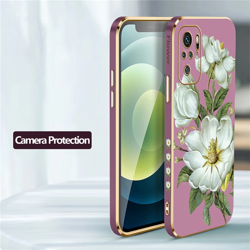 Luxury Plating Flower Pattern Silicone Phone Case