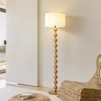 Vintage Floor Lamp Art Led Fabric Wood Vertical Light for Living Room Bedroom Bedside Sofa Light Hotel Japanese Room Decor Lamp 2