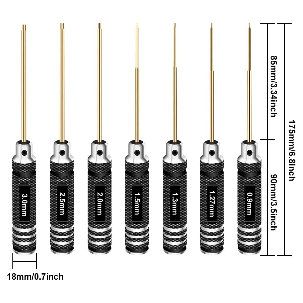 

8pcs Hex Allen Screwdriver Kit 0.9mm 1.27mm 1.3mm 1.5mm 2.0mm 2.5mm 3.0mm 4.0mm Key Driver Repair Tools for Rc Car Traxxas Heli