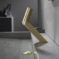 Bathroom Utensils Mixing Faucet Creative Design Brushed Gold Cold And Hot Basin Faucets One Hole Sink Metal Tap Accessories Bath 1