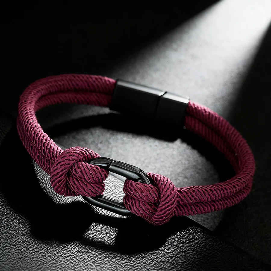 Noter Stilvolles Herren-Armband mit Kordelkette, Güteklasse A, 4 mm, hypoallergene Schnur, Sport, schweißabsorbierend, 6 Farben erhältlich