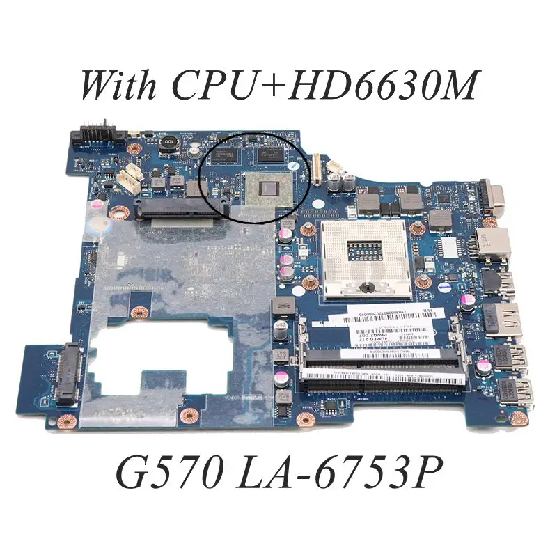 

For Lenovo IdeaPad G570 Laptop Motherboard PIWG2 LA-6753P REV1.0 MAIN BOARD HM65 DDR3 HD 6630M GPU With CPU