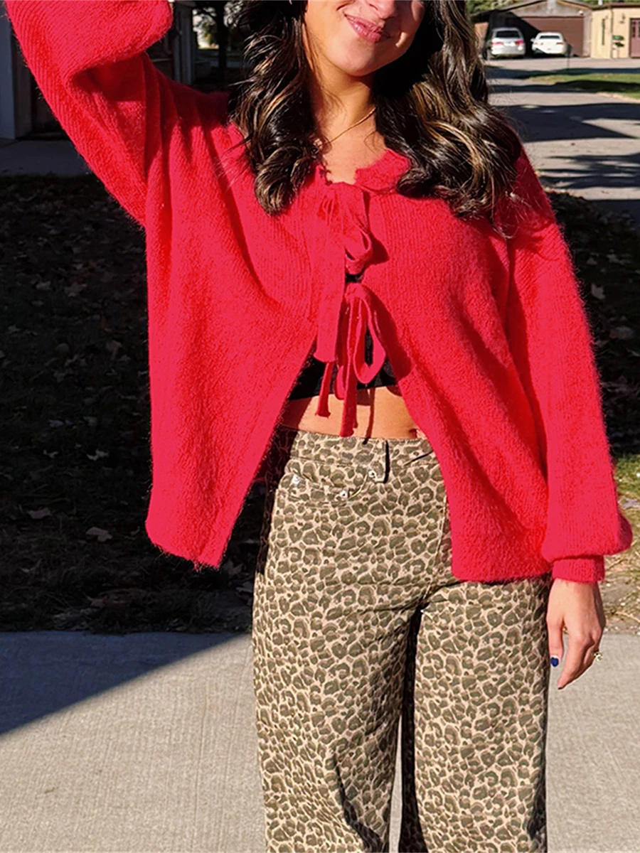 Women s Winter Fashion Sweater Coat Black Long Sleeve V Neck Button Front Knit Cardigan with Pockets and Belt