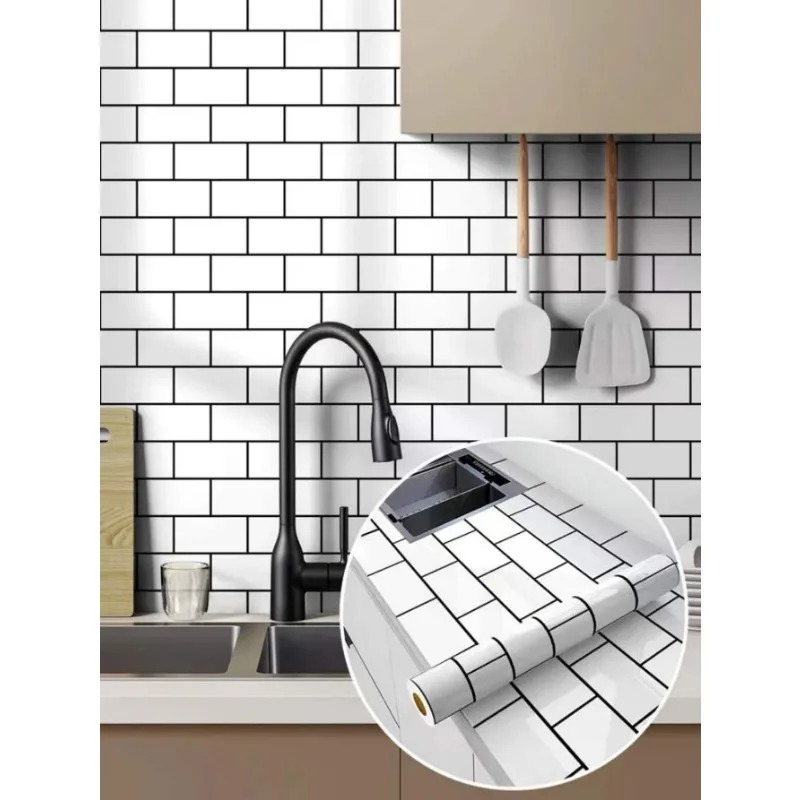 50cm Width Marble Self Adhesive Wallpaper for Kitchen Home Decor