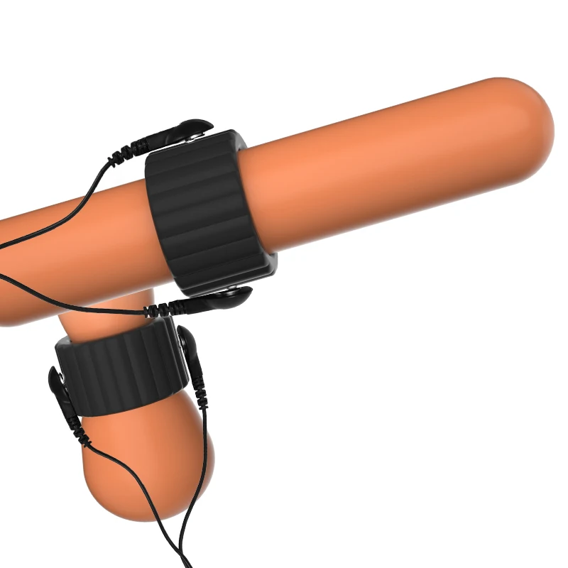 Electro Shock Silicone Penis Ring Bdsm Electric Stimulate Scrotal restraint Massage Cock Cage Masturbation Sex Toys for Men Gay