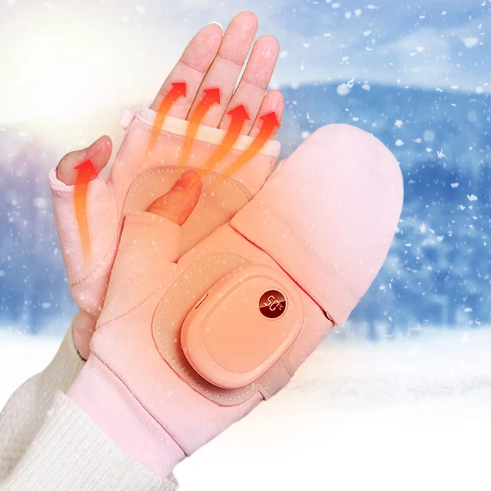 Ausyst Kitchen Gadgets USB Heated Gloves Electric Heated Mittens Women  Winter Warm Double-sided Heating Full Hands USB Rechargeable Gloves  Clearance