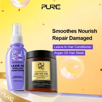 PURC 250g Morocco Argan Oil Hair Treatment Mask + 55ml Leave-In Hair Conditioner Spray for Dry Damaged Frizz Hair 1