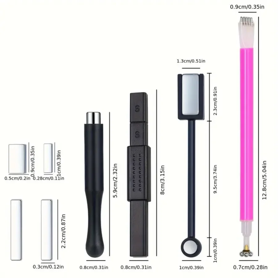 Cat Eye Magnet For Nails 8pcs Double-Head Nail Magnet Design Tool Gel Nail Polish Pen Art Stick magnetic nail art tools cat eye nail tool magnetic nail tools magnetic nail pen