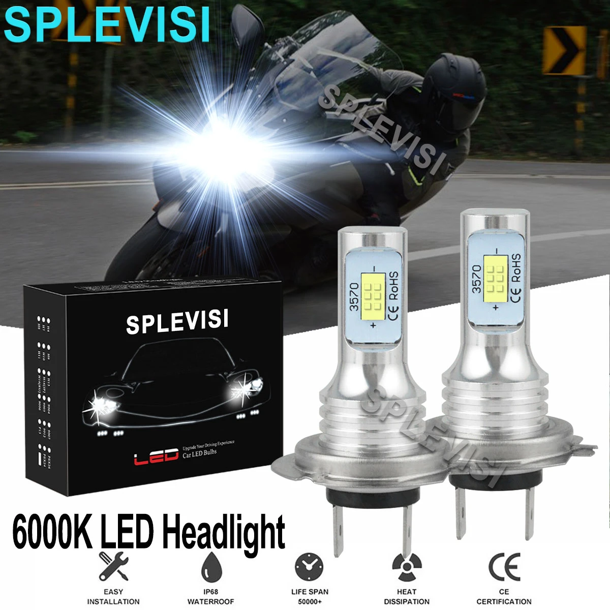 2x70w Pure White Motorcycle Led Headlights 6000k Kit For Bmw C600 2013