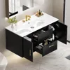 36 Inch Floating Bathroom Vanity with Three Holes Sink, Wall Mounted Cabinet with 2 Storge Cainets Undermount Ceramic Basin 3