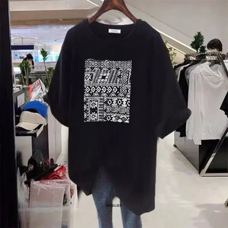 

Женский топ с коротким рукавом и круглым вырезом, большие размеры 6XL 150 кг