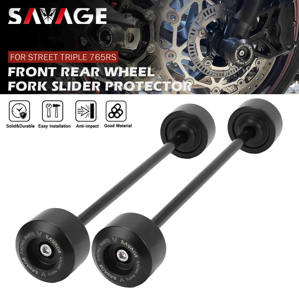 

Front Rear Axle Fork Crash Slider For Street Triple 765 R S RS 2017-2023 765RS Motorcycle Protector Wheel Axle Slider Protection
