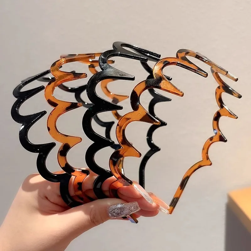 2 Fasce A Zigzag Con Denti Per Capelli, Pettine Ondulato In Plastica Nera, Accessori Per Acconciature Per Donne E Ragazze