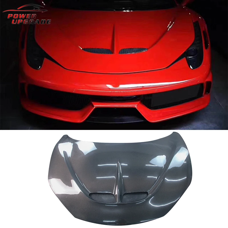 

Sp Style Carbon Fiber Front Engine Hood For Ferrari 458 Bonnet Auto Car Front Bumper Hood Engine Car Body Kit