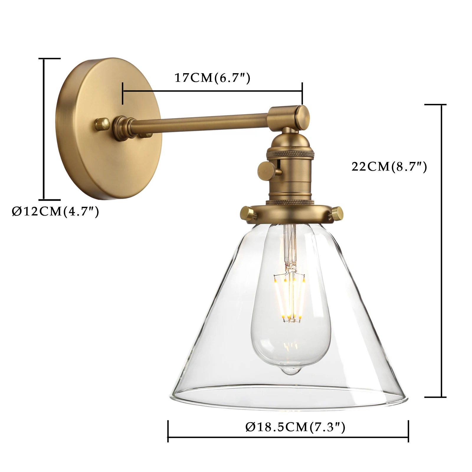 Phansthy Industrial Wall Sconce 1-Light 7.3