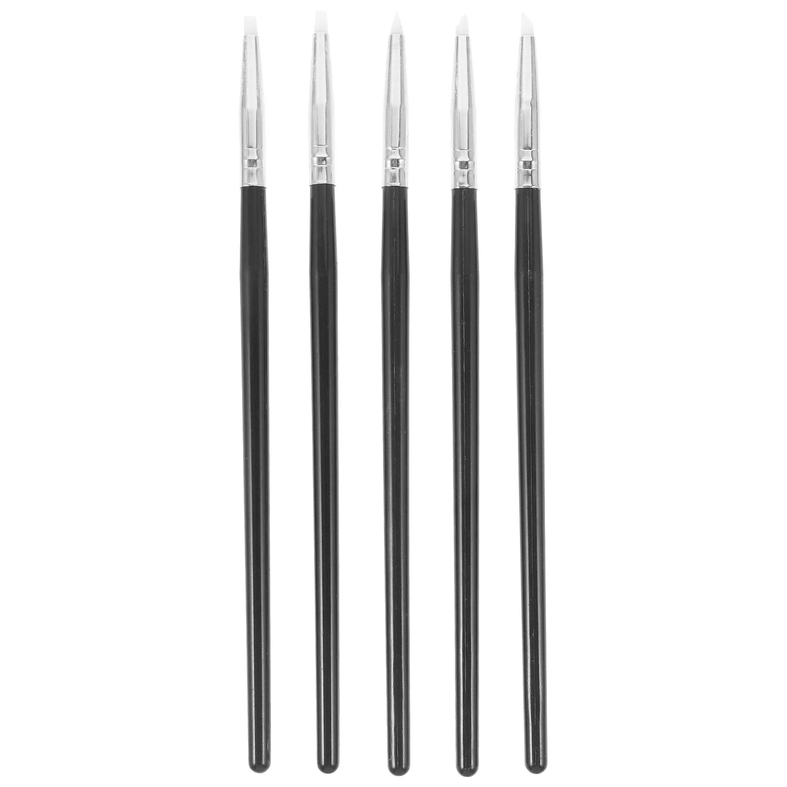 

5Pcs Nail Sculpture Carving Pen Kit Silicone Head Painting for 3D Effect Shaping Drawing Tools (Black)