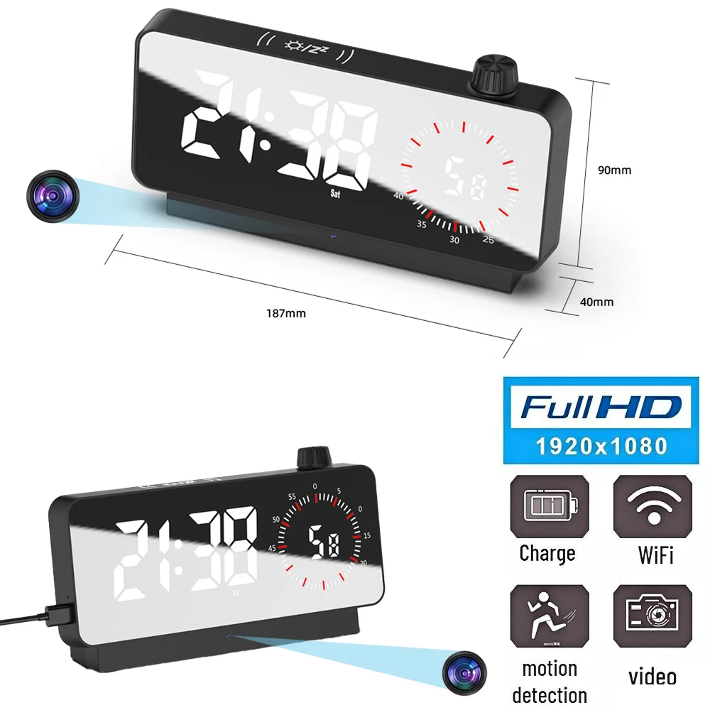Wireless Mini clock Camera 1080P/4K with Remote Viewing, Motion Detection, Loop Storage & WiFi 2.4G for Home Security 2