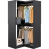Armocity Corner Closet System, 32 Inches Wide Wood Corner Unit with 2 Hanging Rods and All Hardware Kits, 3-Tier 80'' Height Cor 1