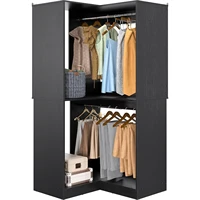 Armocity Corner Closet System, 32 Inches Wide Wood Corner Unit with 2 Hanging Rods and All Hardware Kits, 3-Tier 80'' Height Cor 1