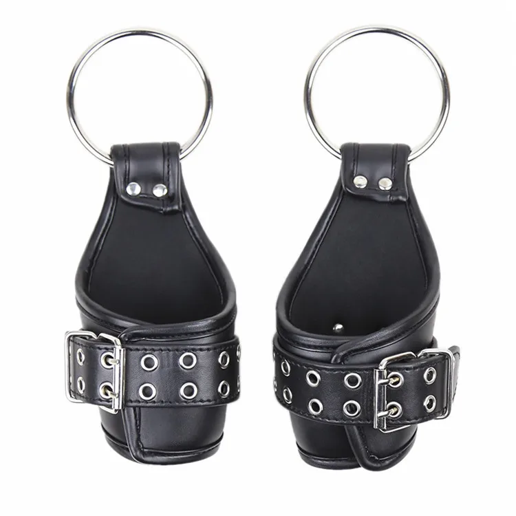 Sex Bondage Strap With Locker Adult Games Cuffs Restraint Hanging Handcuffs Leather Ankle Wrist Suspension Erotic Sex Toys