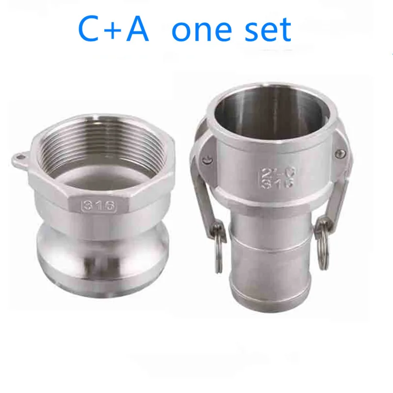 

C+A one set of Camlock Fitting Adapter Homebrew 304 Stainless Steel Connector Quick Release Coupler 1/2"3/4"1” 1-1/4"1-1/2"