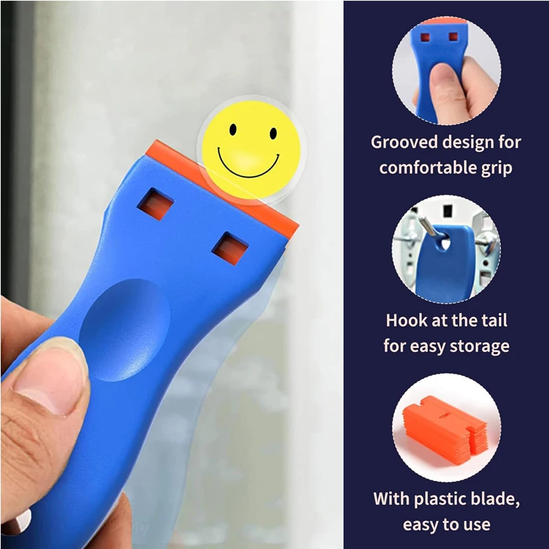 Razor blade scraper 100 Pcs two cutting plastic non-scratch for cleaning labels glue car window sticky remover