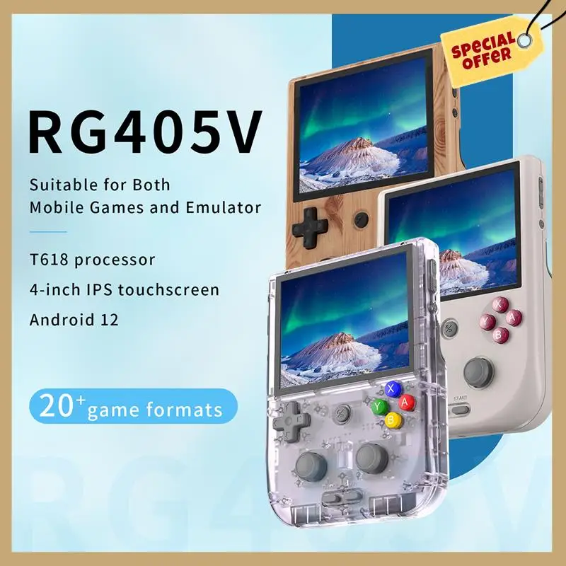 RG405V Handheld Game Console 128G EMMC 4Inch Android12 Player 5500Mah Retro Game Console Support OTA Wireless Upgrade Durable B