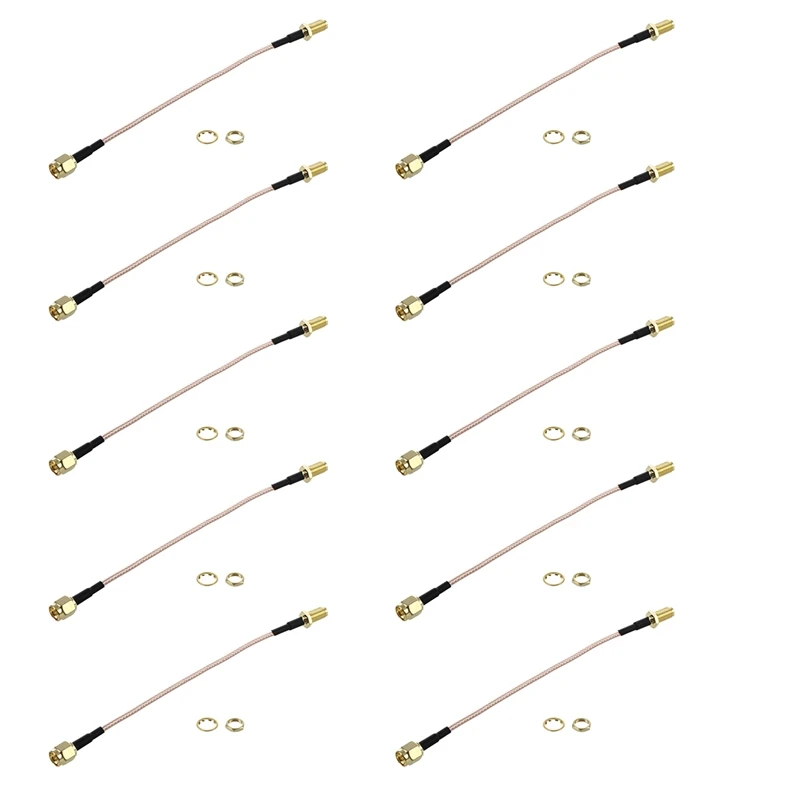 

HOT SALE 10X SMA Male To SMA Female Nut Bulkhead Crimp RG316 Coax Cable Jumper Pigtail 15Cm