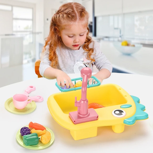Kids Mini Sink Kitchen Toy Set Dishwashing Simulated Educational Play House Games Sink Set Children Gift Kitchen Toys 2