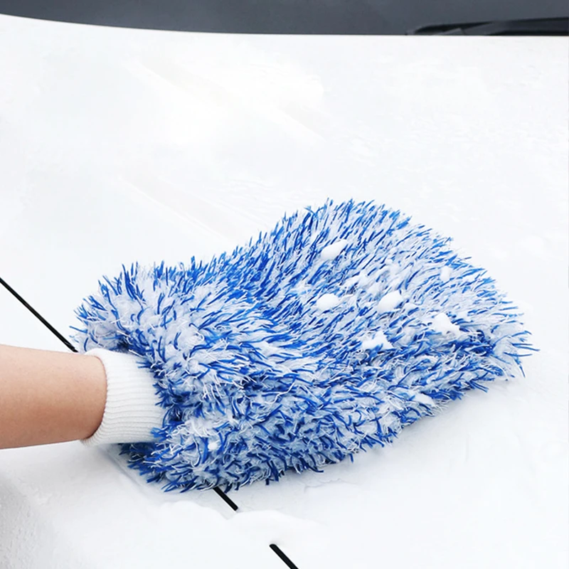 Special ultra-fine fiber car washing gloves, bear paw, long hair, coral velvet, not damaging car paint, washing tools