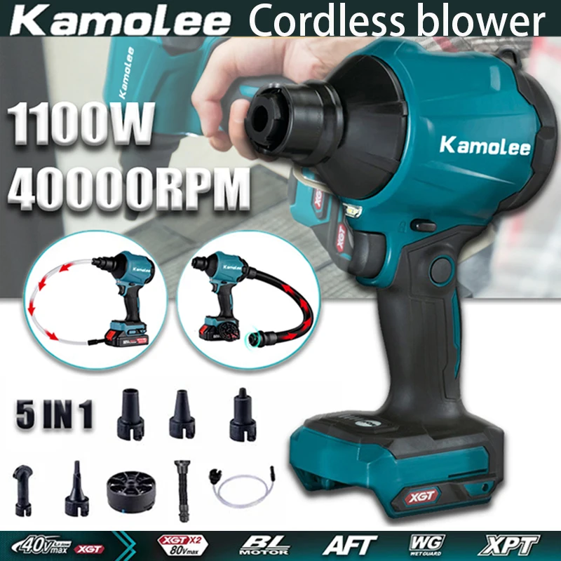 kamolee 40500rpm udara tanpa berus rumah tangga pembersih vakum pembersih vakum pembersih vakum cocok untuk makita 18v baterai Kamolee 40500RPM Dust Blower Inflator  1100W Cordless  Air Blower Vacuum Multifunction Rechargeable Blower for Makita 18VBattery