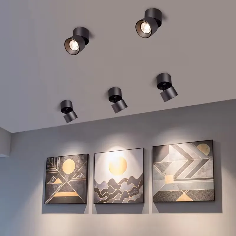 Round Surface-mounted Dimmable Spotlights Foldable and rotates 360&deg; Spot Down Light 7W 10W 12W 15W 110V 220V Interior lighting