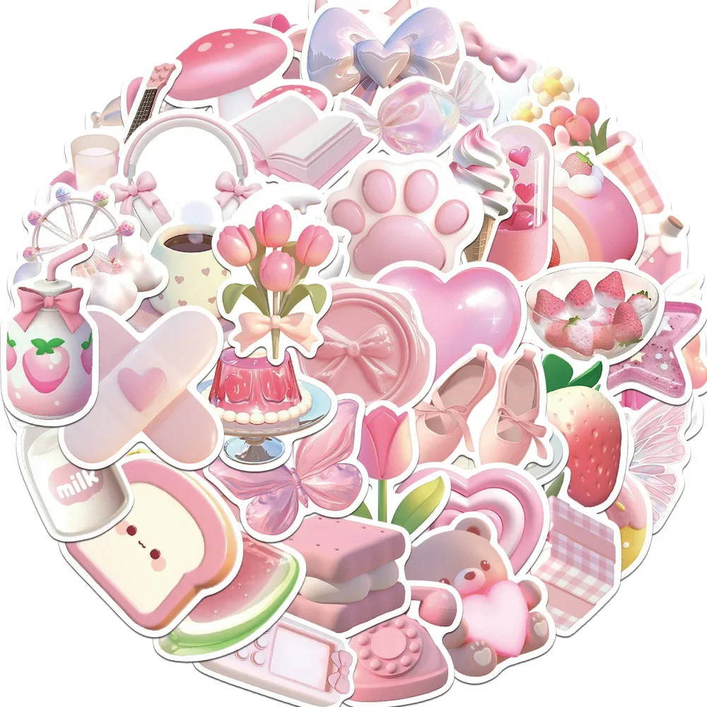 Cartoon Decorative Stickers Pink Waterproof For Luggage Laptop 10/30/50Pcs