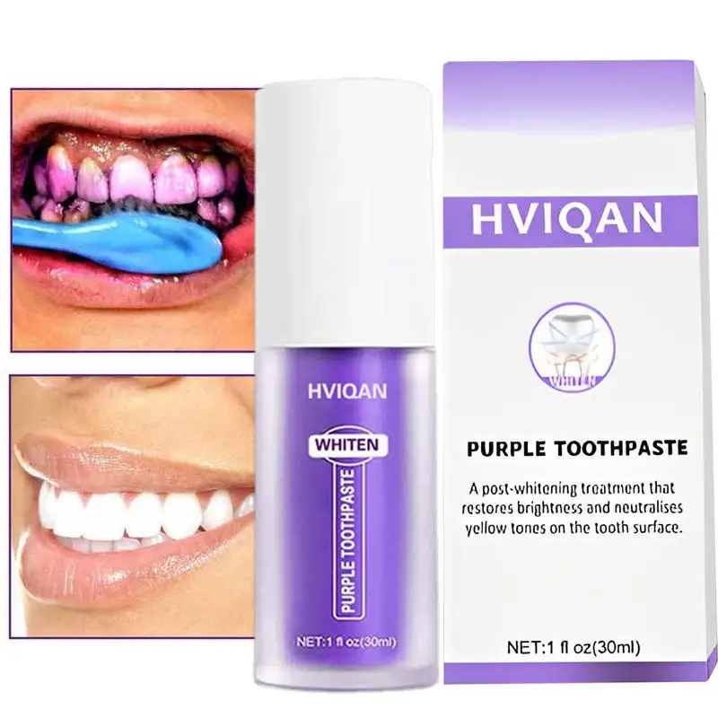 Tooth Cleansing Mousse Purple Bottled Press Toothpaste Refreshes Teeth Whitening Brightening Reduce Yellowing Cleaning Tooth Car