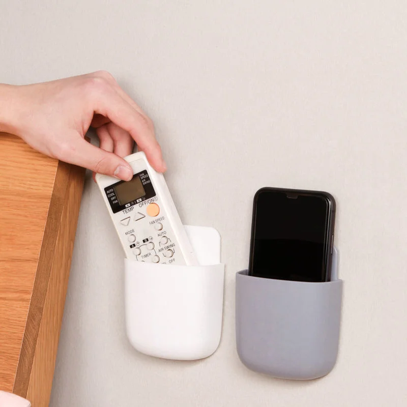 Wall Mounted Storage Box Household Living Room Conditioner Remote Control Bedside Phone Storage Holder Organizer Box Shelf 2
