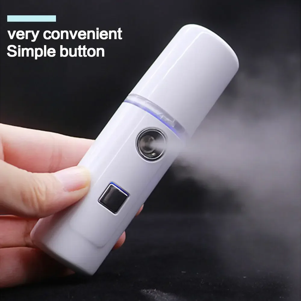 Face Stream Beauty Spray Handheld Water Machine Moisturizing Nano Ionic Mist Face Humidifier Sauna Facial Pore Cleansing Tool