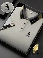 Polo homme luxe à manches courtes avec broderie cheval, style Milan, t-shirt décontracté été, vêtements de marque pour homme d'affaires 2