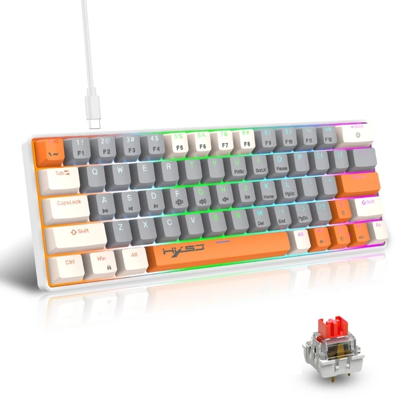 USB-кабели Игровые клавиатуры Компактные 63 клавиши Раскладки научных клавиш Настоящая RGB-подсветка